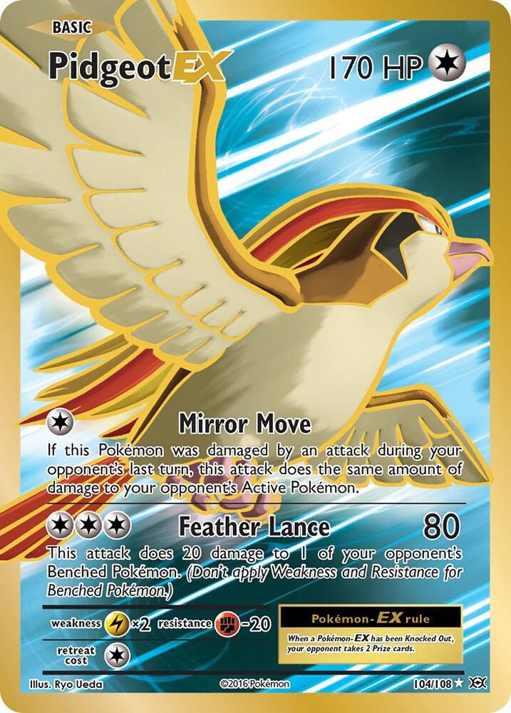 Pidgeot EX (Full Art) 104/108 card from XY - Evolutions