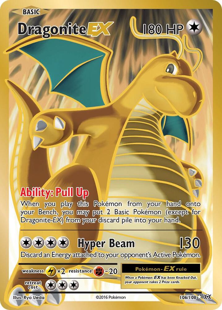 Dragonite EX (Full Art) 106/108 card from XY - Evolutions