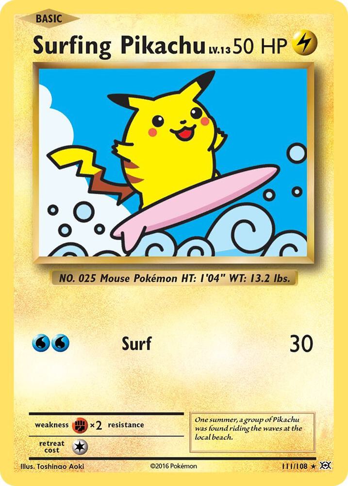 Surfing Pikachu 111/108 card from XY - Evolutions