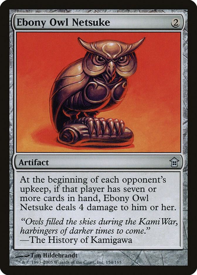 Ebony Owl Netsuke 154 card from Saviors of Kamigawa