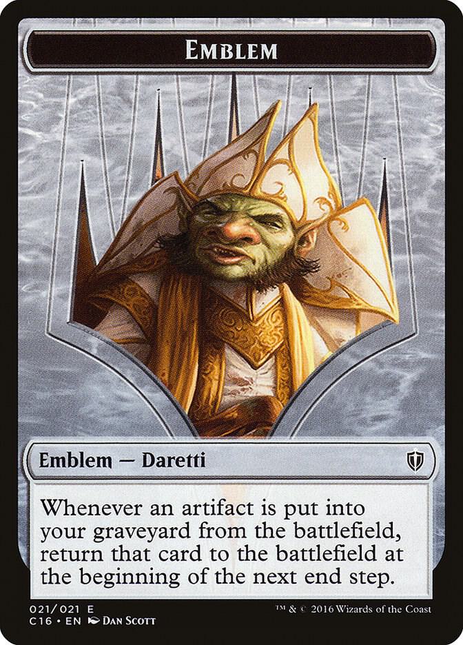 Emblem - Daretti, Scrap Savant // Thopter Double-Sided Token 21 // 9 card from Commander 2016