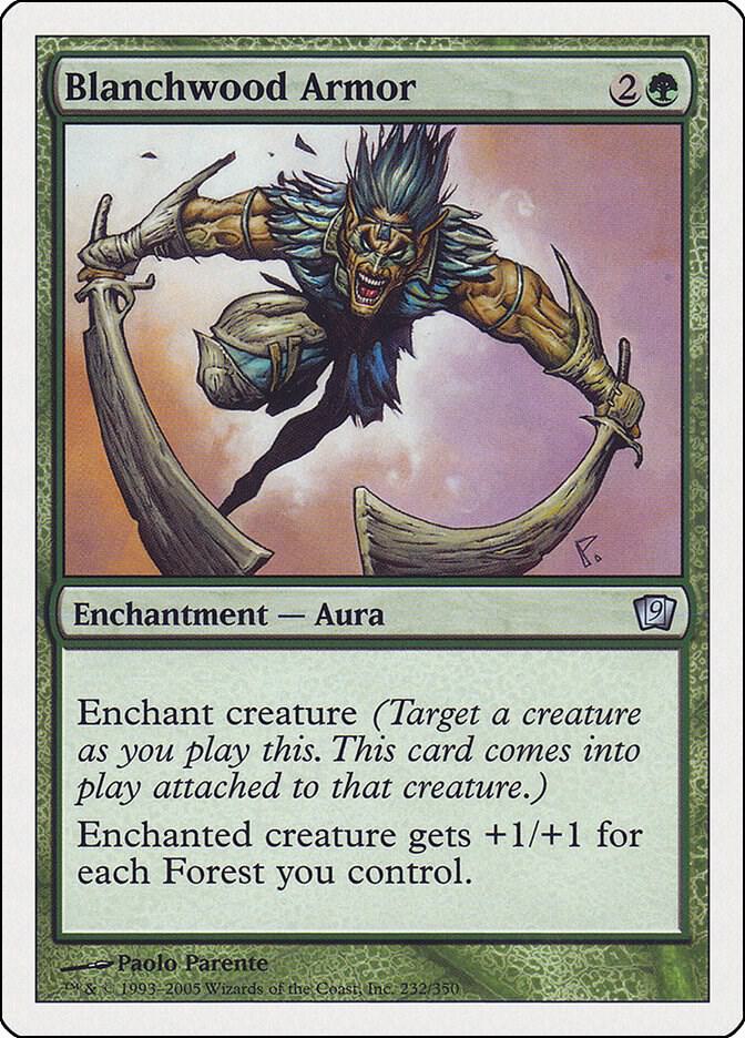 Blanchwood Armor 232 card from 9th Edition