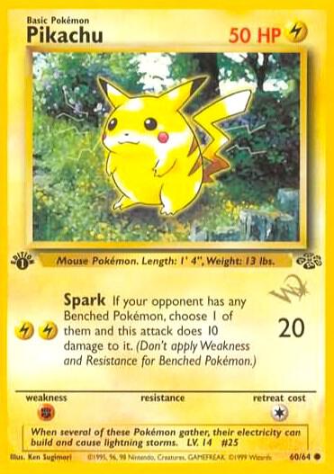 Pikachu [W Stamped] 60/64 card from WoTC Promo