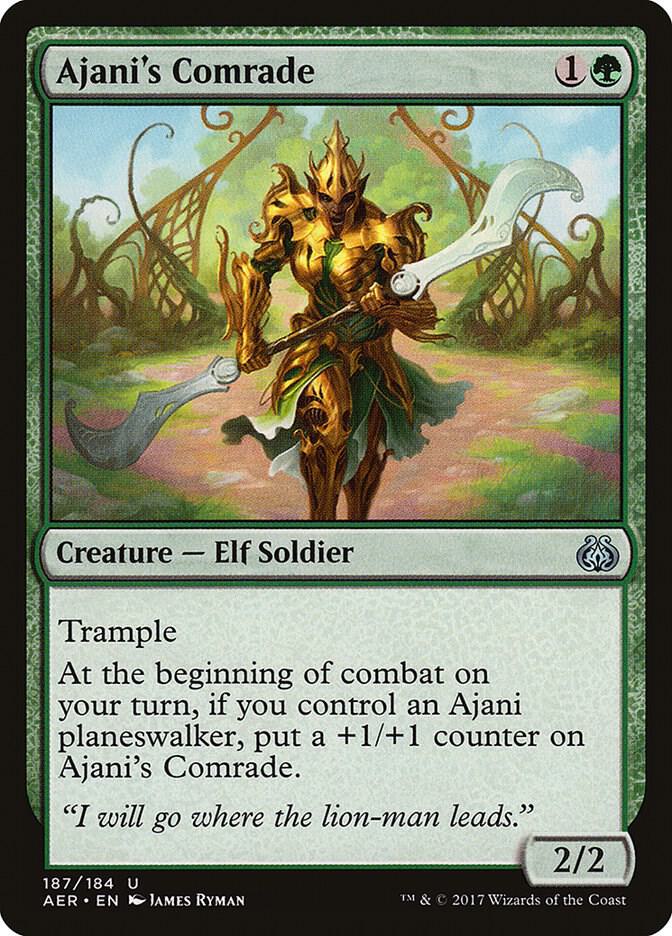 Ajani's Comrade 187 card from Aether Revolt