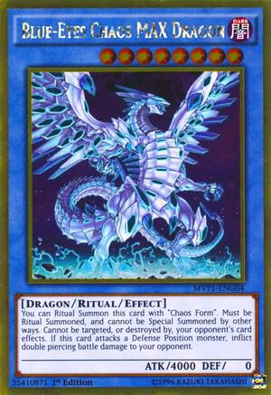 Blue-Eyes Chaos MAX Dragon MVP1-ENG04 card from The Dark Side of Dimensions Movie Pack: Gold Edition