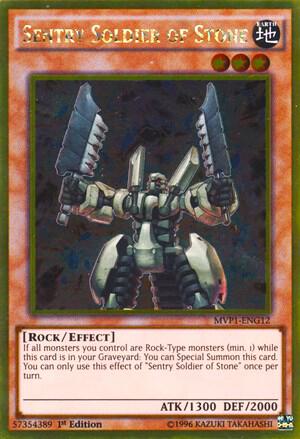 Sentry Soldier of Stone MVP1-ENG12 card from The Dark Side of Dimensions Movie Pack: Gold Edition