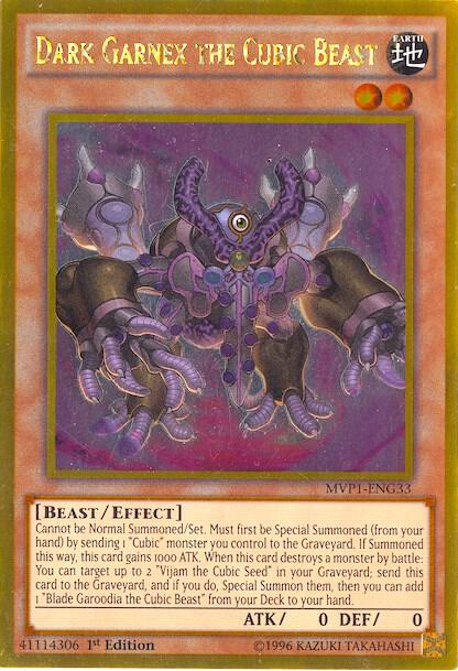 Dark Garnex the Cubic Beast MVP1-ENG33 card from The Dark Side of Dimensions Movie Pack: Gold Edition