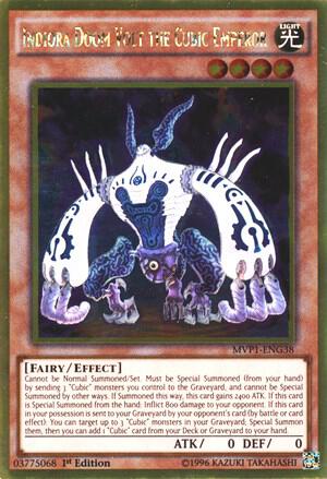 Indiora Doom Volt the Cubic Emperor MVP1-ENG38 card from The Dark Side of Dimensions Movie Pack: Gold Edition