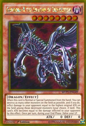 Gandora-X the Dragon of Demolition MVP1-ENG49 card from The Dark Side of Dimensions Movie Pack: Gold Edition