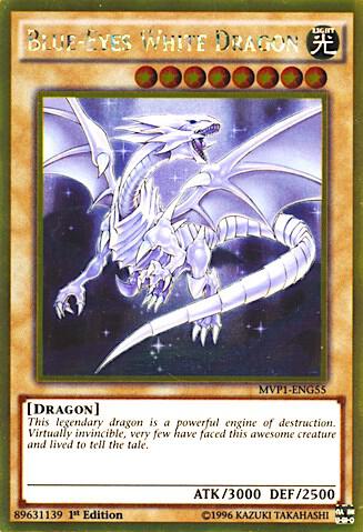 Blue-Eyes White Dragon MVP1-ENG55 card from The Dark Side of Dimensions Movie Pack: Gold Edition