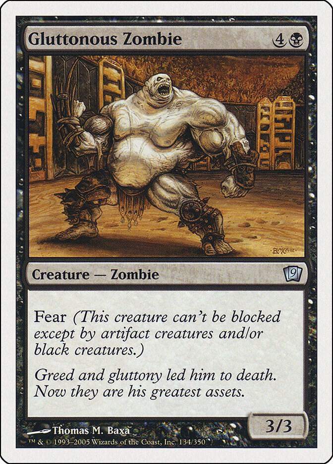 Gluttonous Zombie 134 card from 9th Edition