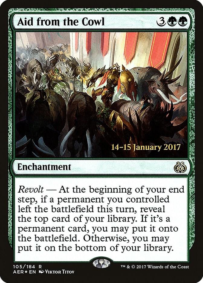 Aid from the Cowl 105 card from Prerelease Cards