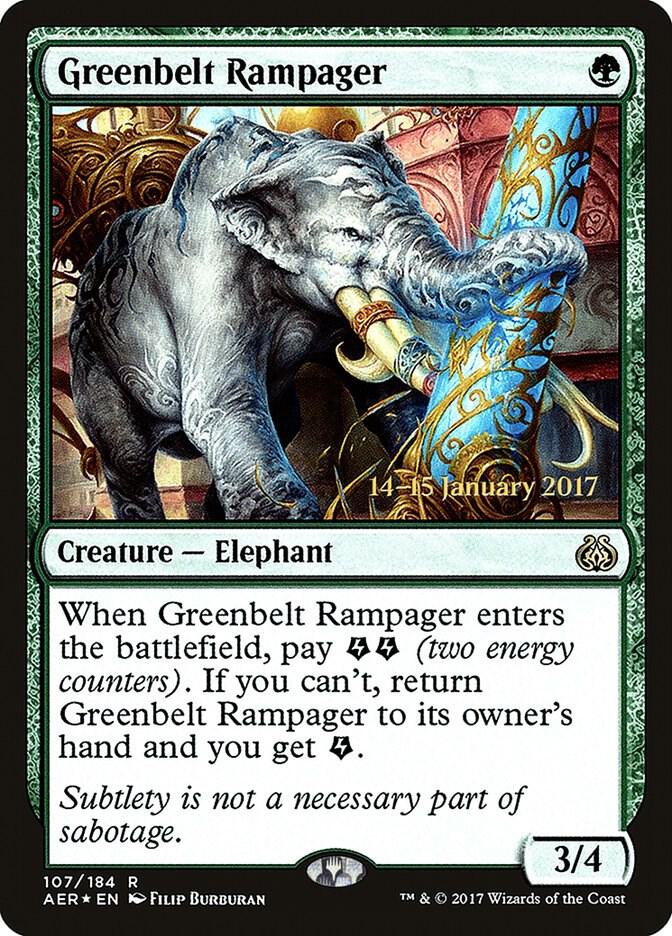 Greenbelt Rampager 107 card from Prerelease Cards