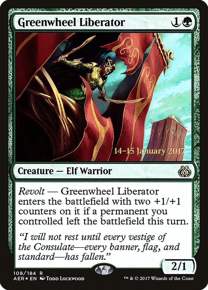 Greenwheel Liberator 108 card from Prerelease Cards