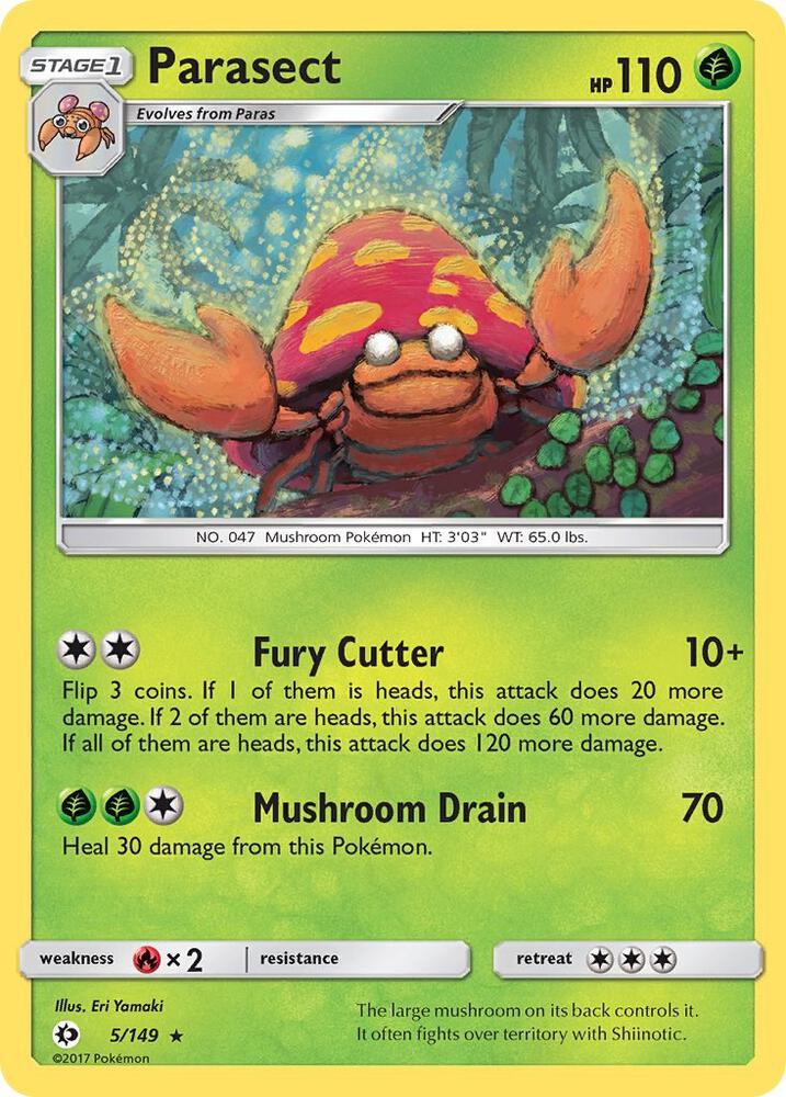 Parasect 5/149 card from SM Base Set