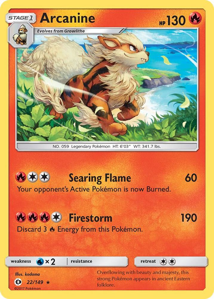 Arcanine 22/149 card from SM Base Set
