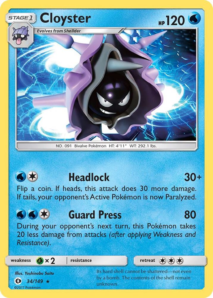 Cloyster 34/149 card from SM Base Set