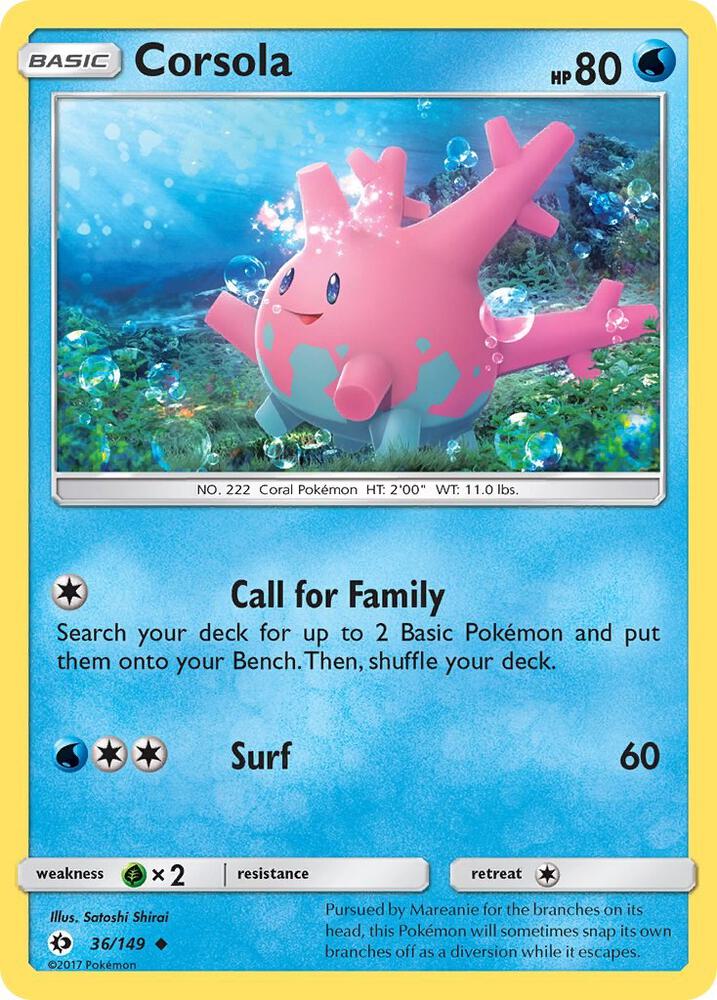 Corsola 36/149 card from SM Base Set