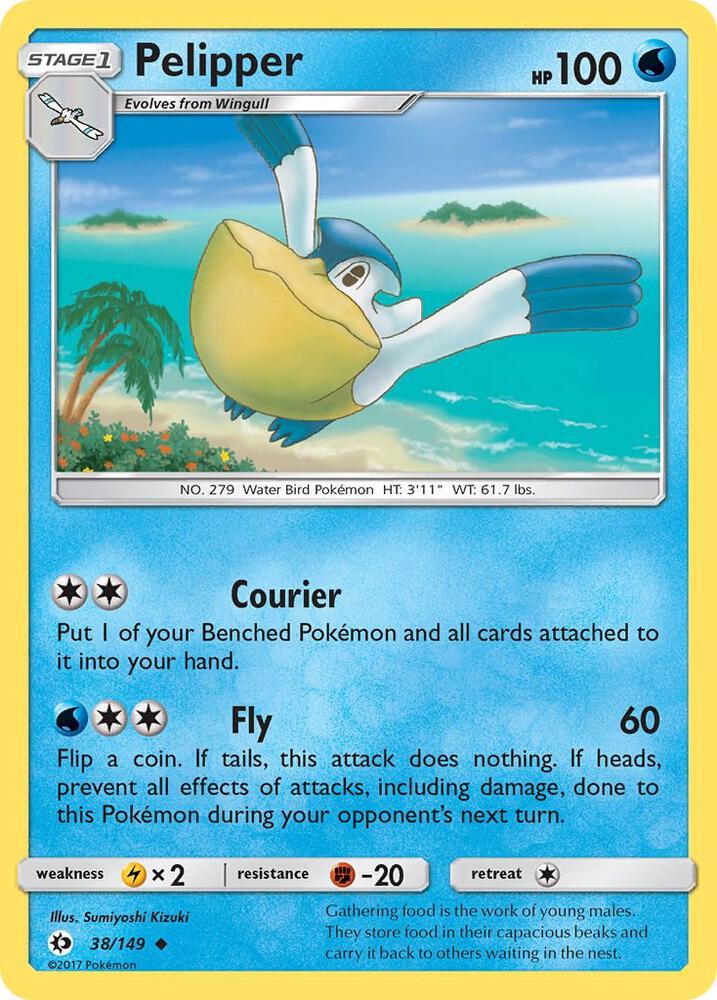 Pelipper 38/149 card from SM Base Set