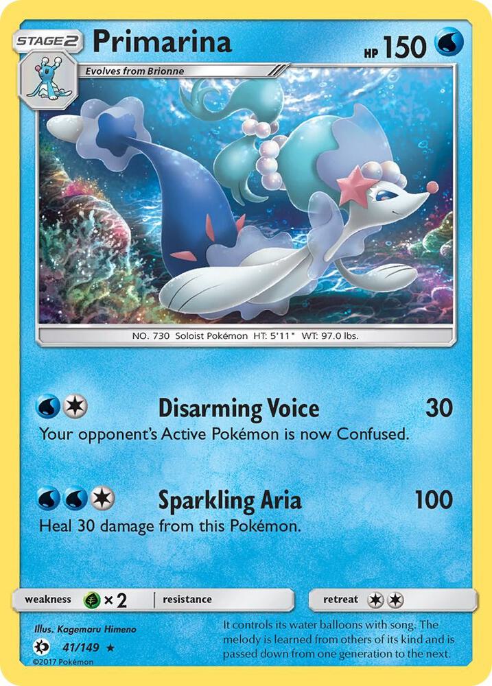 Primarina 41/149 card from SM Base Set