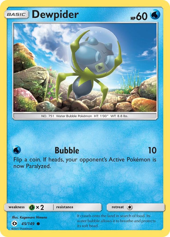 Dewpider 45/149 card from SM Base Set