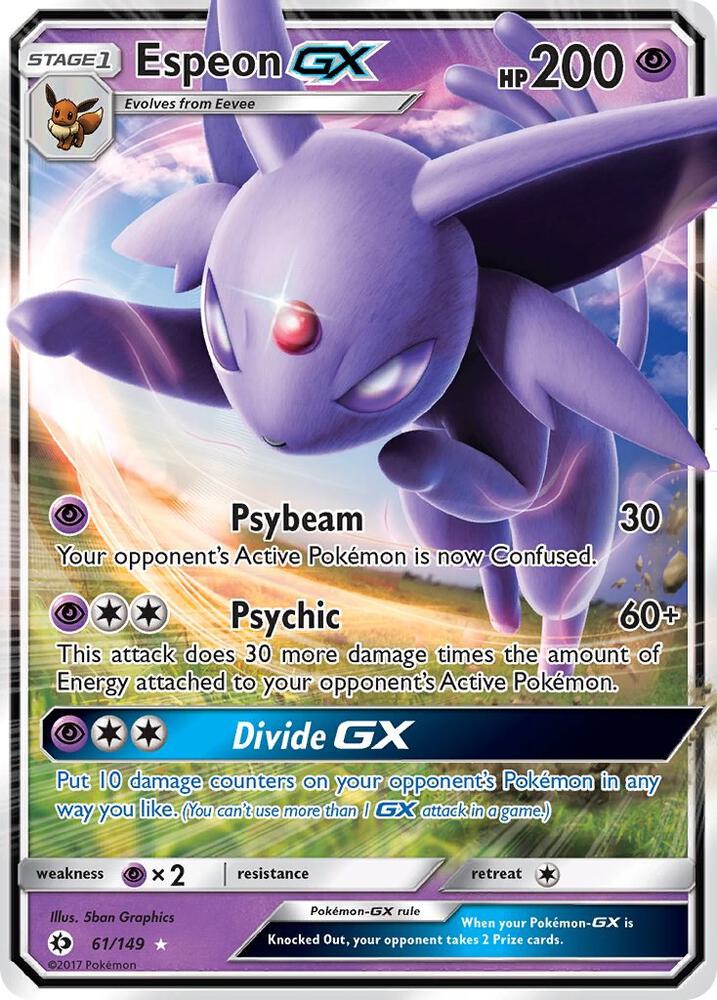Espeon GX 61/149 card from SM Base Set