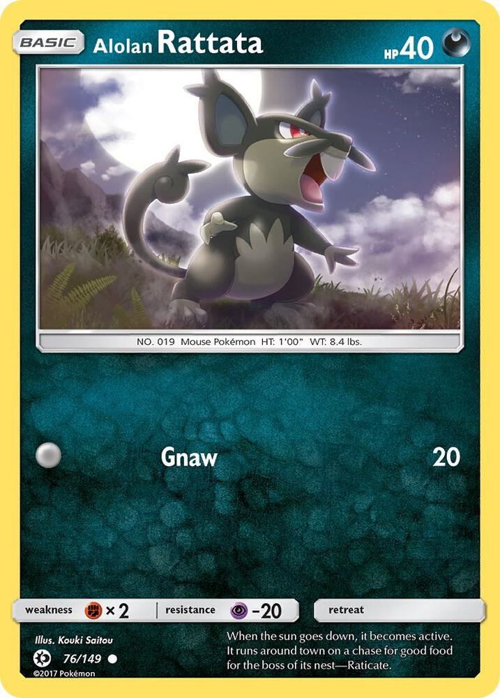 Alolan Rattata 76/149 card from SM Base Set