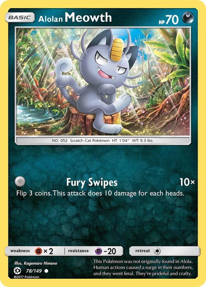 Alolan Meowth 78/149 card from SM Base Set
