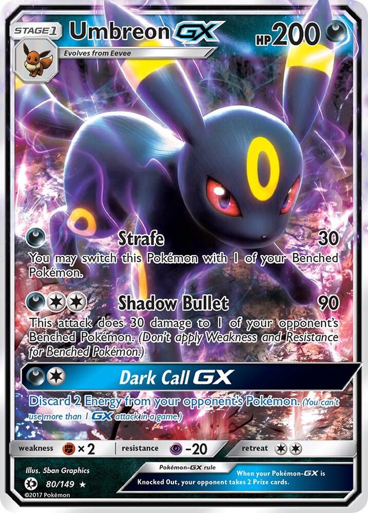 Umbreon GX 80/149 card from SM Base Set
