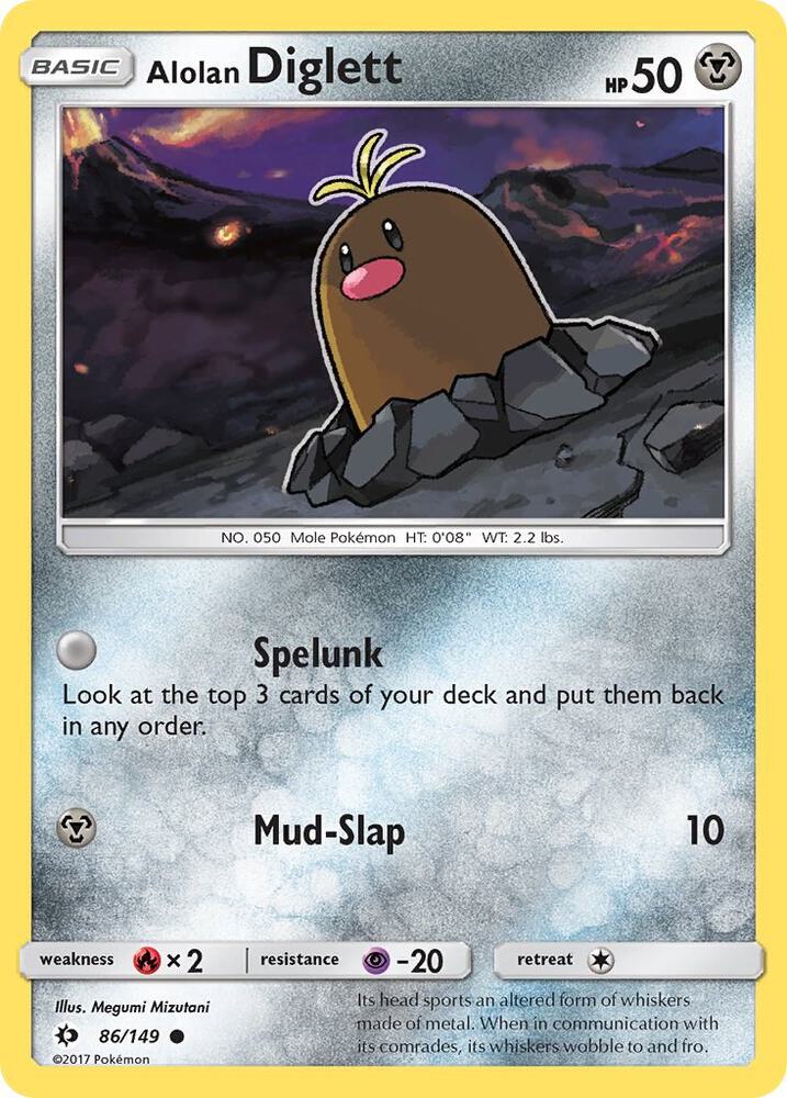 Alolan Diglett 86/149 card from SM Base Set