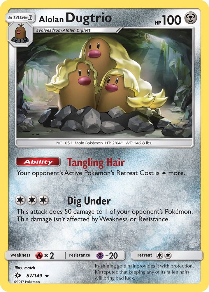 Alolan Dugtrio 87/149 card from SM Base Set