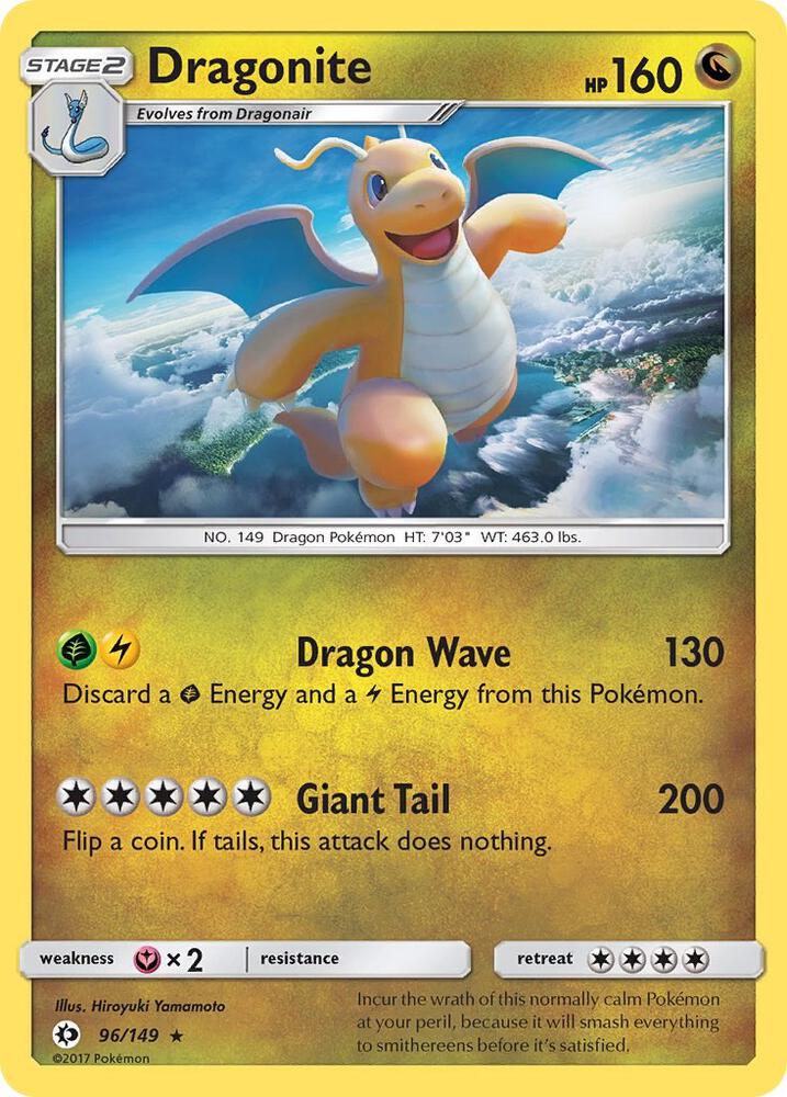 Dragonite 96/149 card from SM Base Set