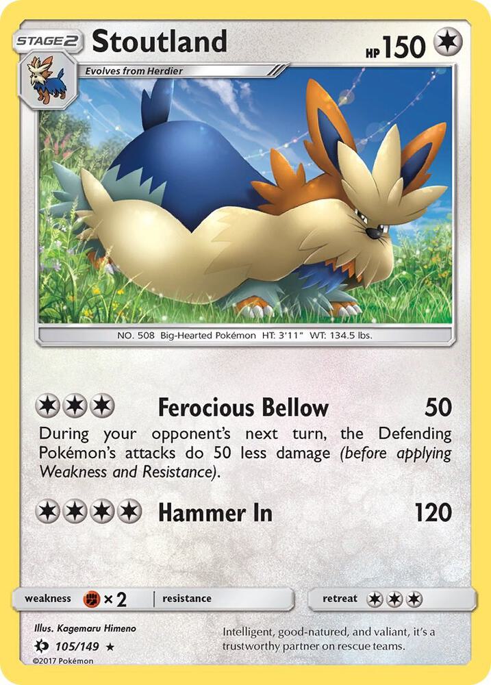 Stoutland 105/149 card from SM Base Set