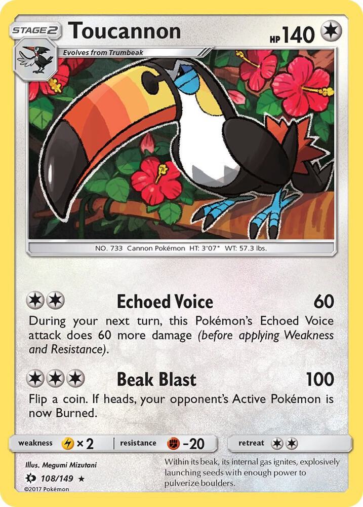 Toucannon 108/149 card from SM Base Set