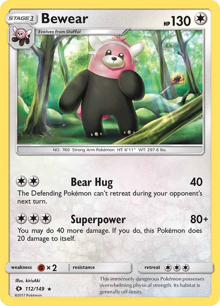 Bewear 112/149 card from SM Base Set