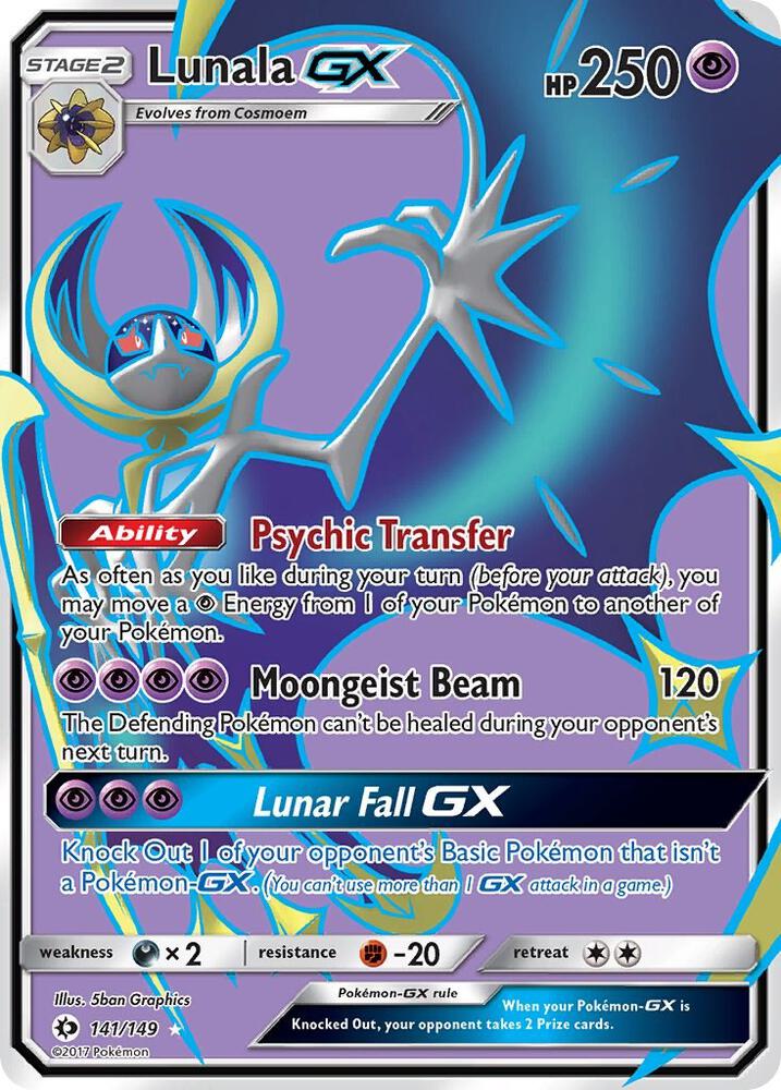 Lunala GX (Full Art) 141/149 card from SM Base Set