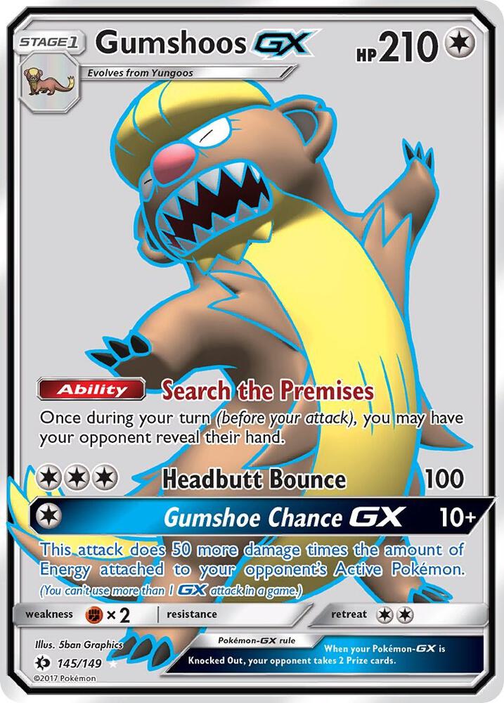 Gumshoos GX (Full Art) 145/149 card from SM Base Set