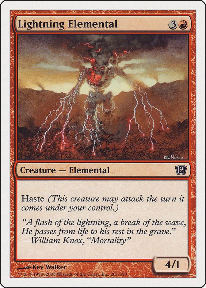 Lightning Elemental 201 card from 9th Edition