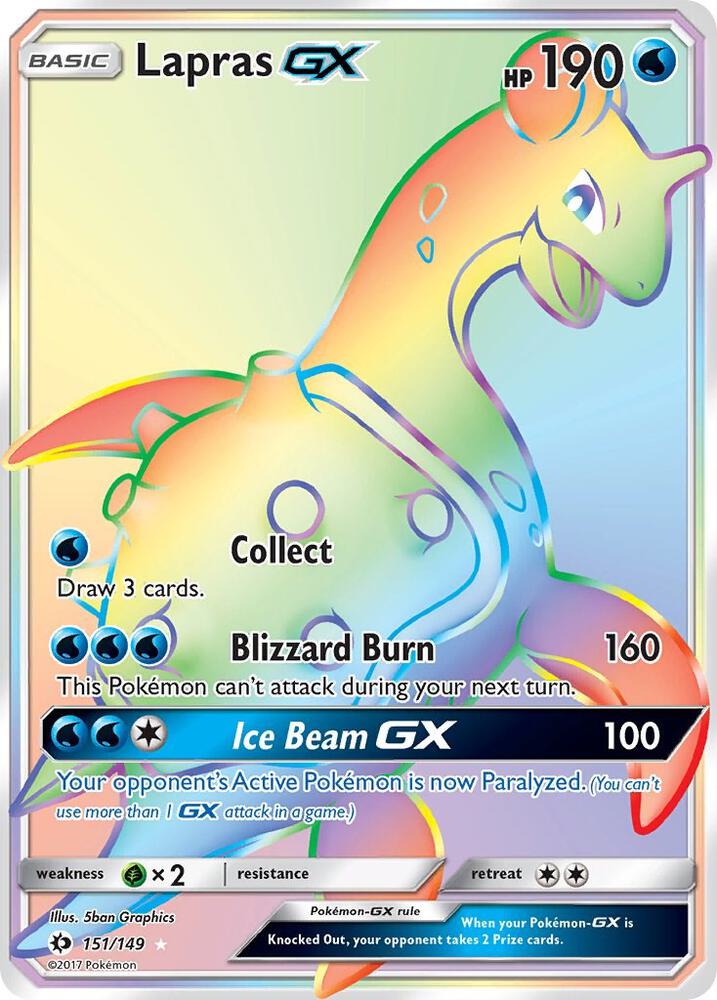 Lapras GX (Secret) 151/149 card from SM Base Set