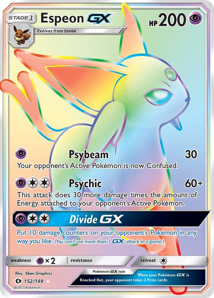 Espeon GX (Secret) 152/149 card from SM Base Set