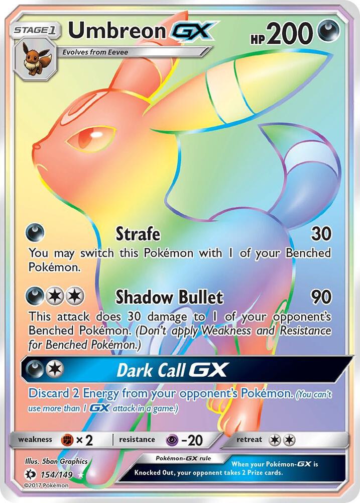 Umbreon GX (Secret) 154/149 card from SM Base Set