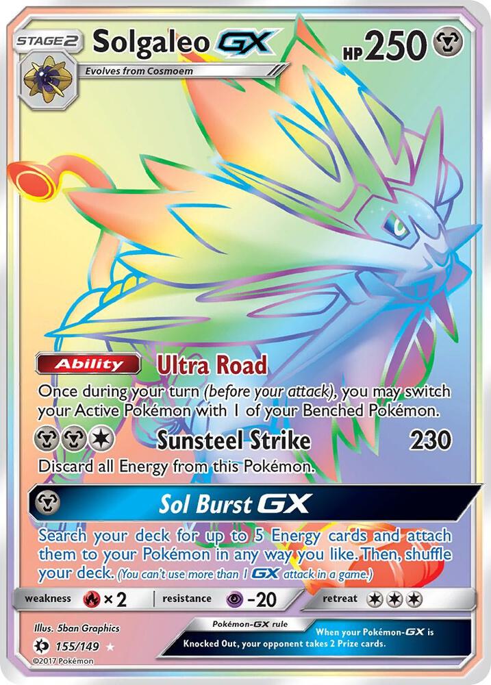 Solgaleo GX (Secret) 155/149 card from SM Base Set