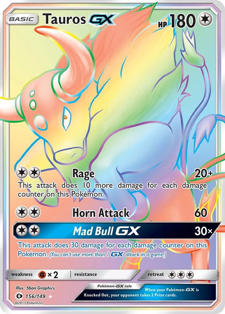 Tauros GX (Secret) 156/149 card from SM Base Set