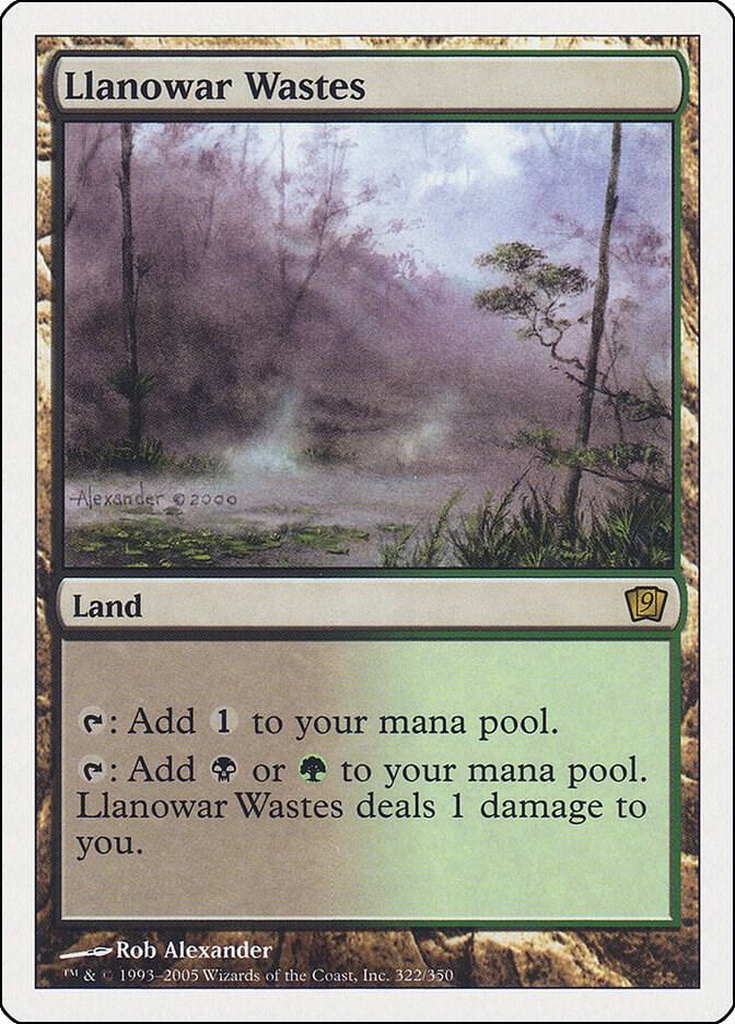 Llanowar Wastes 322 card from 9th Edition