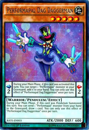 Performapal Dag Daggerman RATE-EN003 card from Raging Tempest
