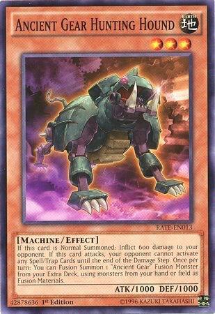 Ancient Gear Hunting Hound RATE-EN013 card from Raging Tempest