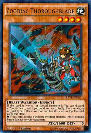 Zoodiac Thoroughblade RATE-EN017 card from Raging Tempest