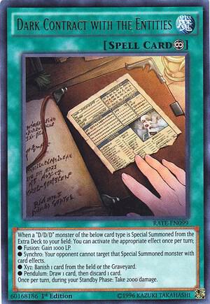 Dark Contract with the Entities RATE-EN099 card from Raging Tempest