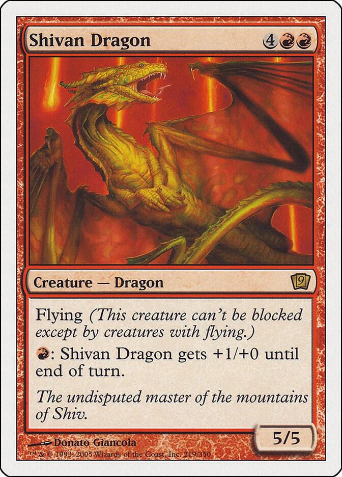 Shivan Dragon 219 card from 9th Edition