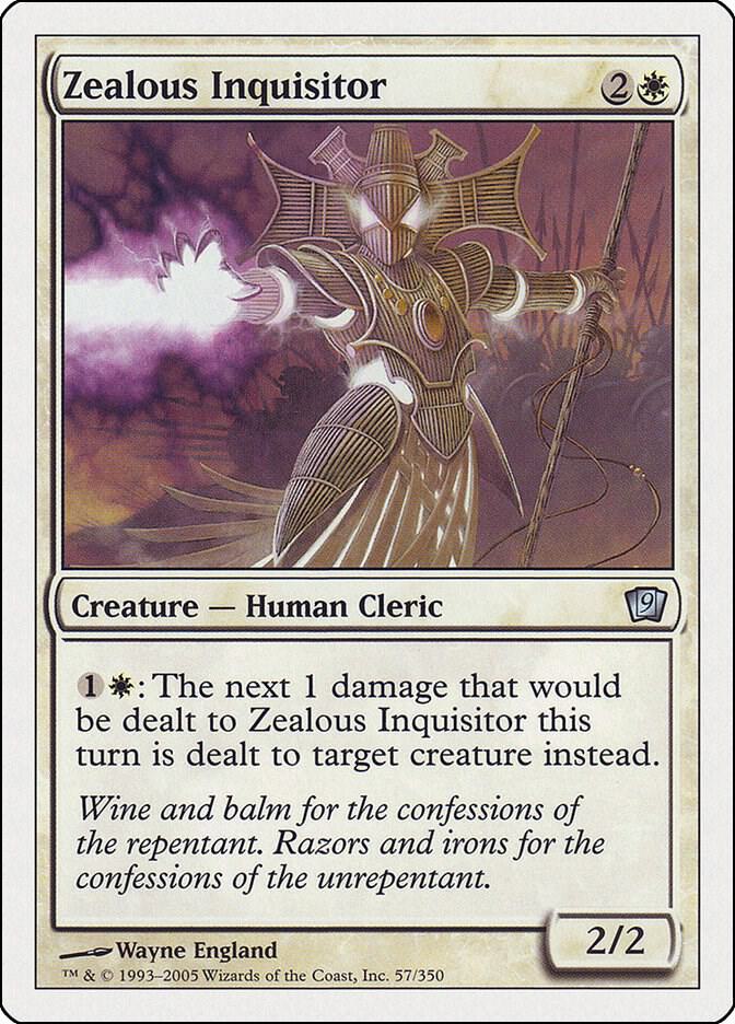 Zealous Inquisitor 57 card from 9th Edition
